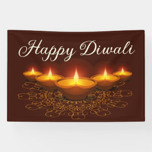 Happy Diwali mit Rangoli und Diya Banner