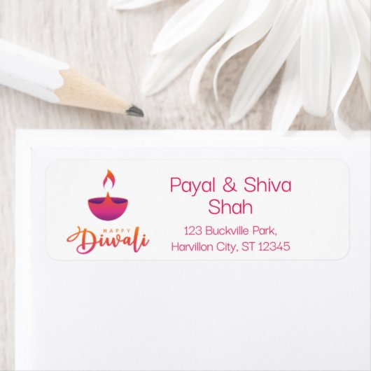 Happy Diwali Modern Return Address Label (Insitu)