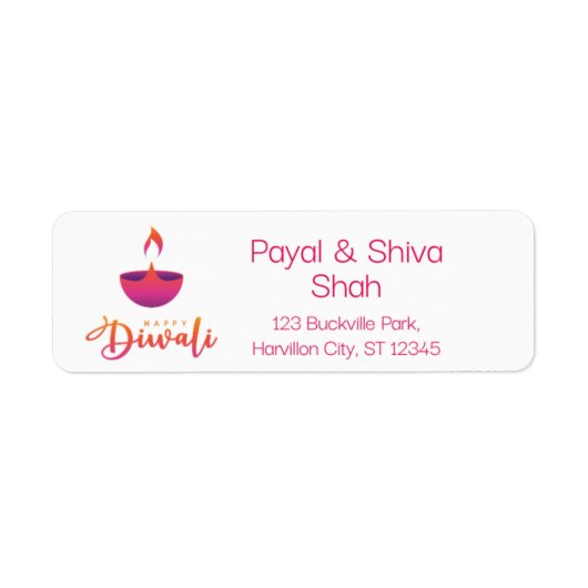 Happy Diwali Modern Return Address Label (Vorne)