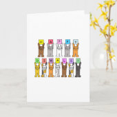 Happy Diwali Niedlich Cartoon Katzen Karte (Gelbe Blume)