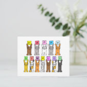 Happy Diwali, Niedlicher Cartoon Katzen. Postkarte (Stehend Vorderseite)