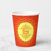 Happy Diwali Orange Cream Mandala Modern Pappbecher (Rückseite)