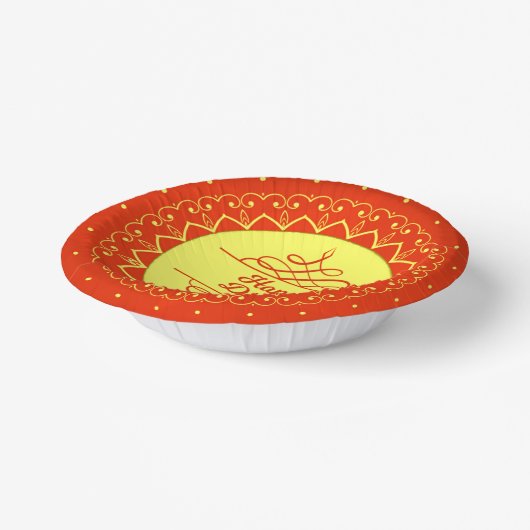 Happy Diwali Orange Cream Mandala Modern Pappteller (Gewinkelt)