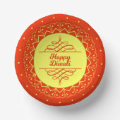 Happy Diwali Orange Cream Mandala Modern Pappteller (Vorderseite)