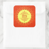 Happy Diwali Orange Cream Mandala Modern Quadratischer Aufkleber (Tasche)