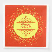 Happy Diwali Orange Cream Mandala Modern Serviette (Vorderseite)