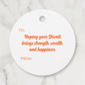 Happy Diwali Orange Rangoli Grußtag Geschenkanhänger (Rückseite)