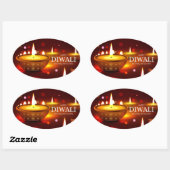 Happy Diwali Ovaler Aufkleber (Blatt)