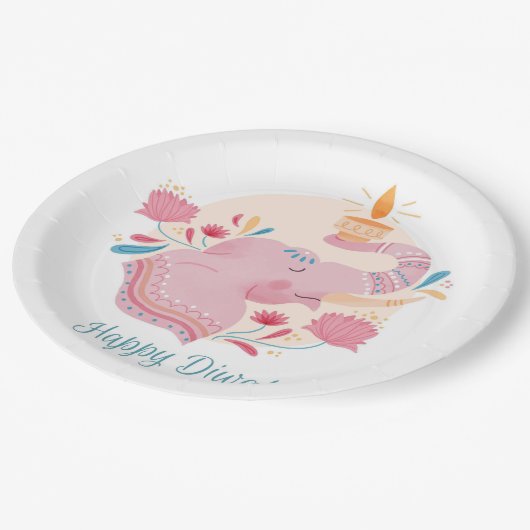 Happy Diwali Paper Plate Pappteller (Schrägansicht)