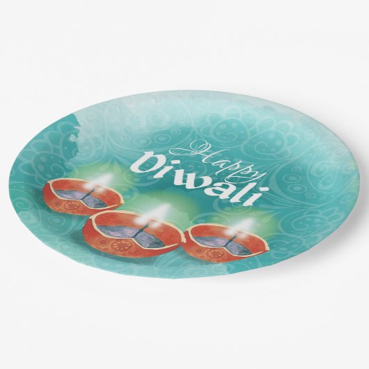 Happy Diwali Paper Plate Pappteller (Schrägansicht)