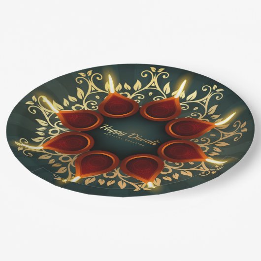 Happy Diwali Paper Plate Pappteller (Schrägansicht)