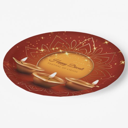 Happy Diwali Paper Plate Pappteller (Schrägansicht)