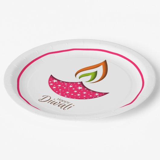 Happy Diwali Paper Plate Pappteller (Schrägansicht)