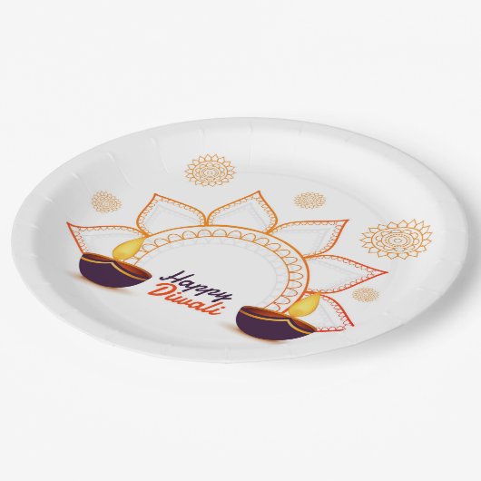 Happy Diwali Paper Plate Pappteller (Schrägansicht)