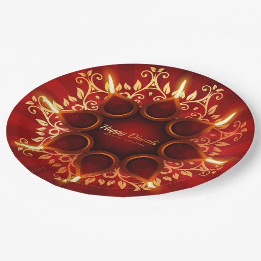 Happy Diwali Paper Plate Pappteller (Schrägansicht)