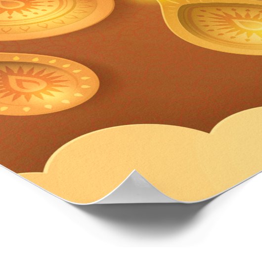 Happy Diwali Papercut Deepas Poster (Ecke)