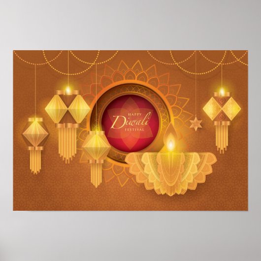 Happy Diwali Papercut Lanterns Poster (Vorne)