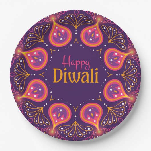 Happy Diwali  Pappteller (Vorderseite)