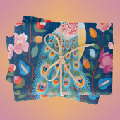 Happy Diwali Peacock & Blume Geschenkpapier Set