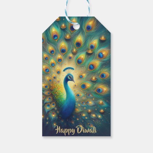 Happy Diwali Peacock Geschenkanhänger (Rückseite)