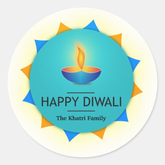 Happy Diwali Personalisiert Runder Aufkleber (Vorderseite)