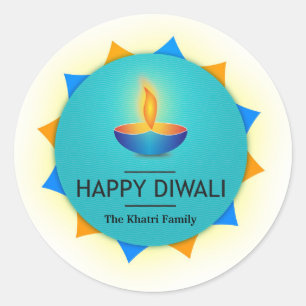 Happy Diwali Personalisiert Runder Aufkleber