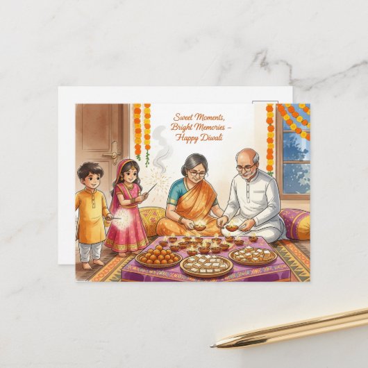 Happy Diwali Postkarte (Vorderseite/Rückseite Beispiel)