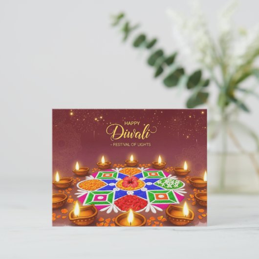Happy Diwali Postkarte (Stehend Vorderseite)