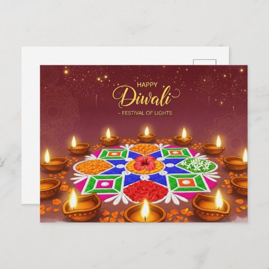 Happy Diwali Postkarte (Vorne/Hinten)