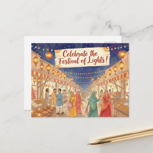 Happy Diwali Postkarte (Vorderseite/Rückseite Beispiel)