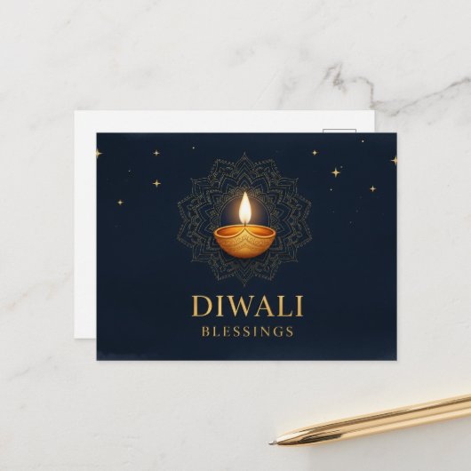 Happy Diwali Postkarte (Vorderseite/Rückseite Beispiel)