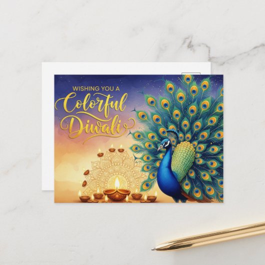 Happy Diwali Postkarte (Vorderseite/Rückseite Beispiel)