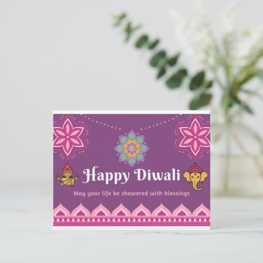 Happy Diwali Postkarte (Stehend Vorderseite)