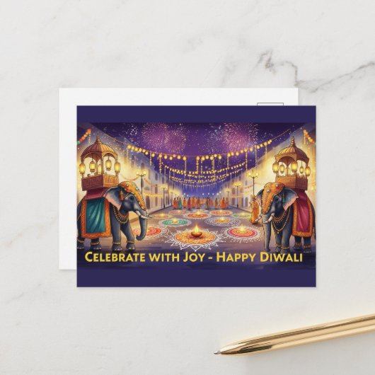 Happy Diwali Postkarte (Vorderseite/Rückseite Beispiel)