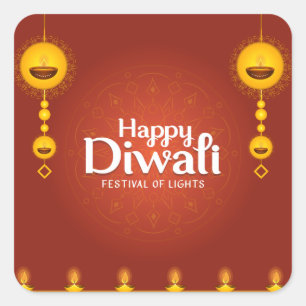 Happy Diwali Quadratischer Aufkleber