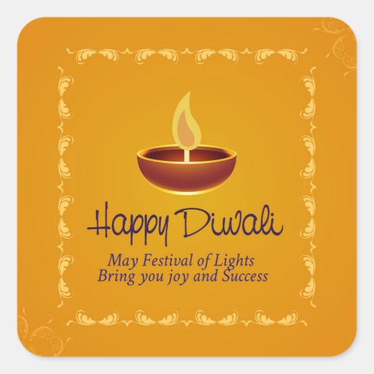 Happy Diwali Quadratischer Aufkleber (Vorderseite)