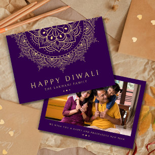 Happy Diwali Rangoli Muster Lila Feiertagskarte