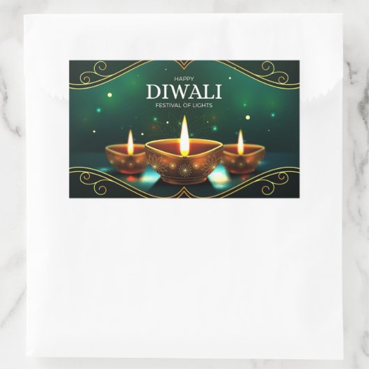 Happy Diwali rechteckige Aufkleber (Tasche)