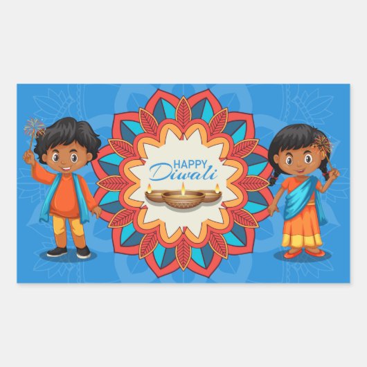 Happy Diwali rechteckige Aufkleber (Vorderseite)