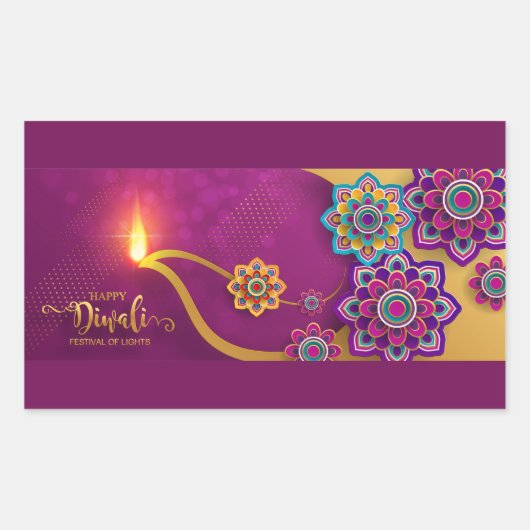 Happy Diwali Rechteckiger Aufkleber (Vorderseite)