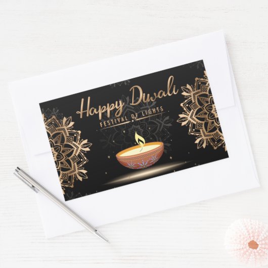 Happy Diwali Rechteckiger Aufkleber (Umschlag)