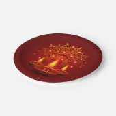 Happy Diwali Red Gold Sparkle Mandala Diya Candles Pappteller (Schrägansicht)