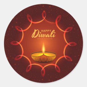 Happy Diwali Runder Aufkleber