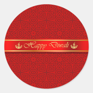 Happy Diwali Silky Ribbon Design Runder Aufkleber