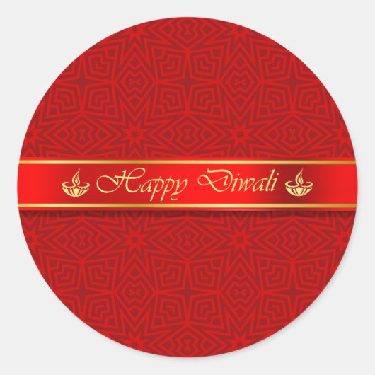 Happy Diwali Silky Ribbon Design Runder Aufkleber (Vorderseite)