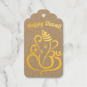 Happy Diwali, Sondertexte, Gold / Maron Geschenkanhänger