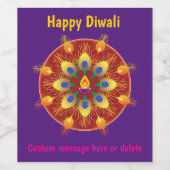 Happy Diwali, Sondertexte, lila / Maroon Weinetikett (Einzelnes Label)