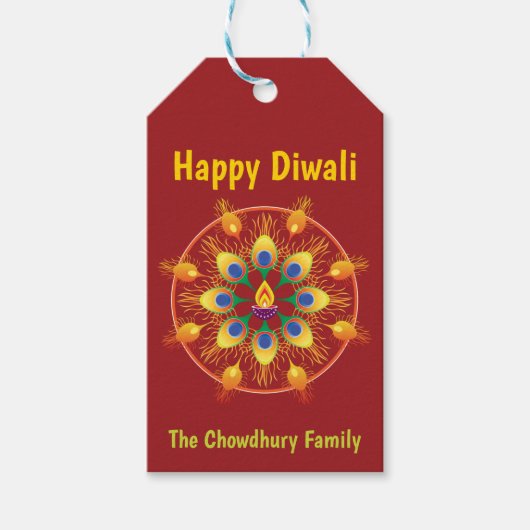 Happy Diwali, Sondertexte, maroon / maroon Gift T Geschenkanhänger (Vorderseite)