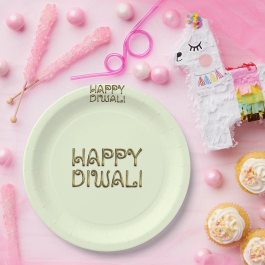 Happy Diwali Typografie Gold Elegante Paper Teller (Party)
