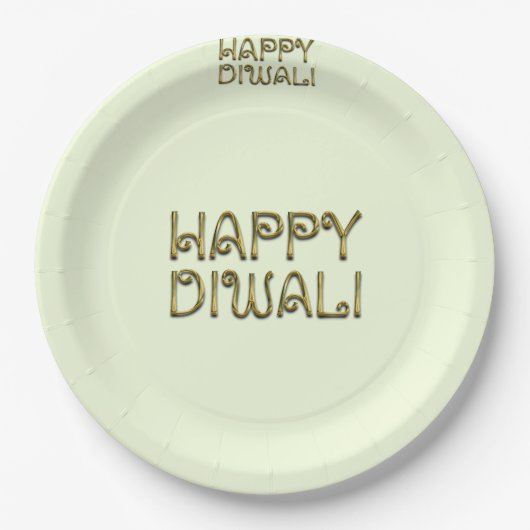 Happy Diwali Typografie Gold Elegante Paper Teller (Vorderseite)
